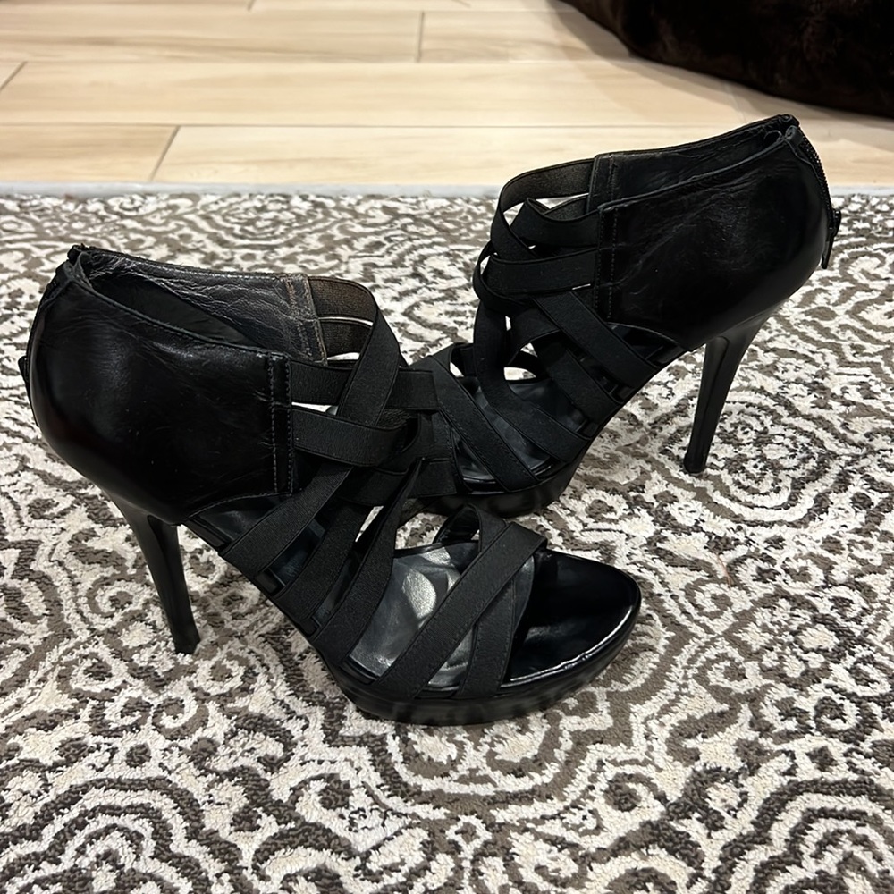 Stuart Weitzman Strappy Black Open Toe Pumps - image 2